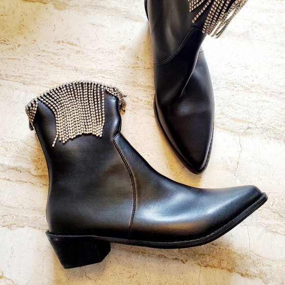 Nasty Gal Faux Leather Fringe Western Boots - Picture 2 of 9